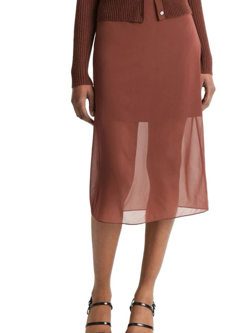 Vince Silk Sheer Slit Pencil Skirt